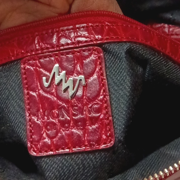 Monsac red snake embossed leather purse - Picture 6 of 11